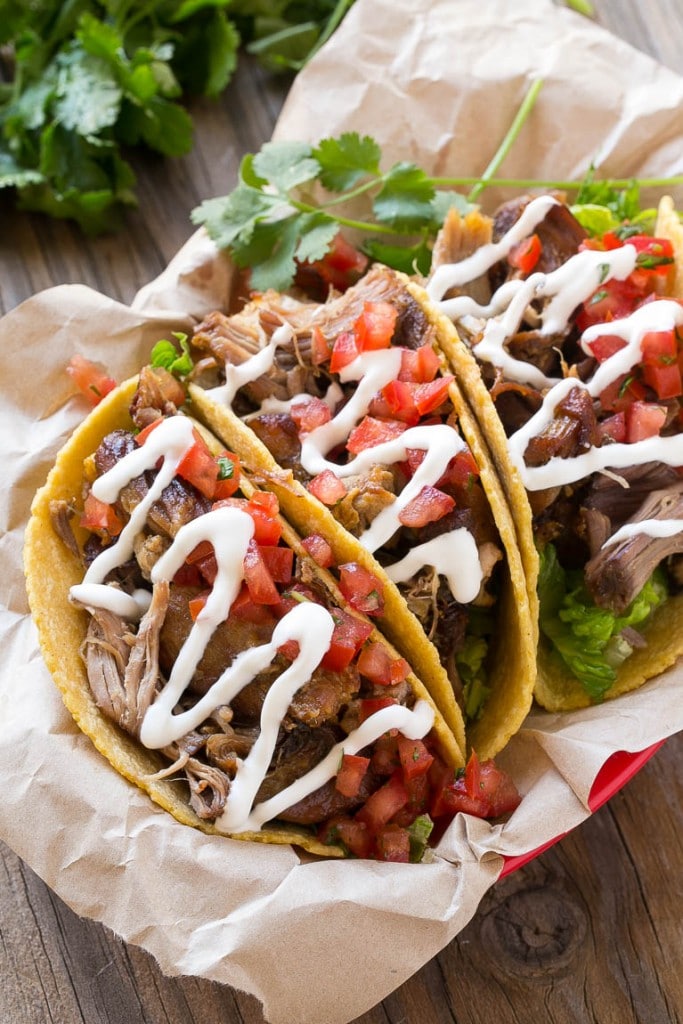 This Mexican carnitas is tender pork slow cooked with citrus and spices, then broiled to crispy perfection. It's a perfect taco filling and tastes even better if it's made a day in advance.