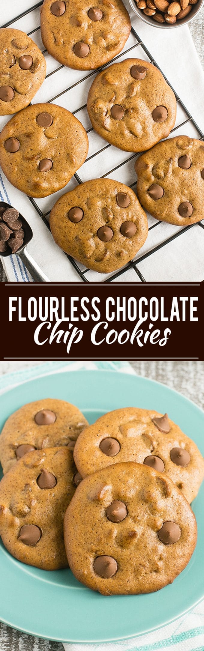 Flourless Chocolate Chip Cookies Recipe | Best Flourless Chocolate Chip Cookies | Gluten Free Chocolate Chip Cookies | Almond Butter Chocolate Chip Cookies