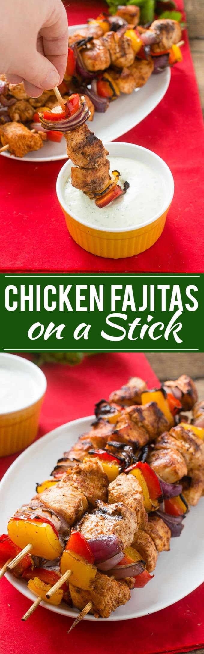 grilled chicken fajitas on a stick
