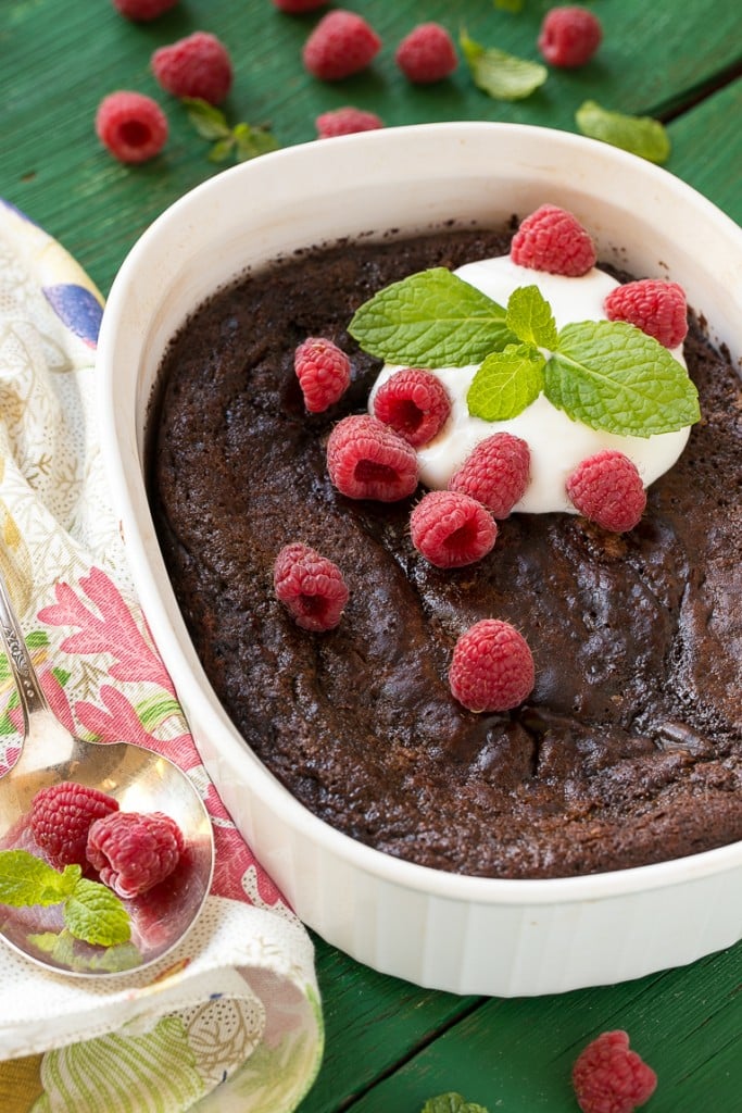 A quick and easy chocolate pudding cake that also happens to be low fat.