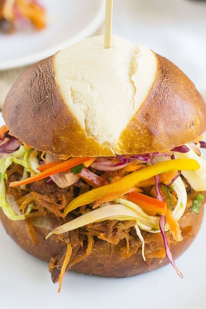 Easy Pulled Pork Sandwiches with Rainbow Slaw - Dinner at the Zoo