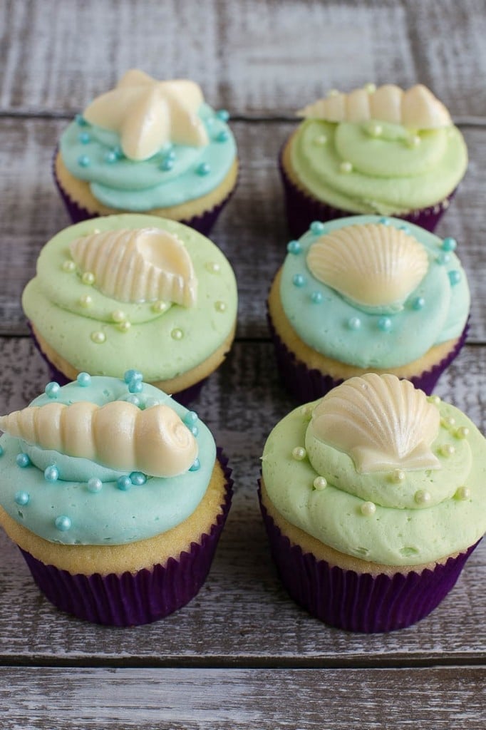 Vanilla sea shell cupcakes - Under the Sea birthday party