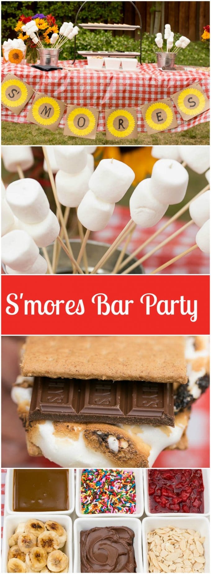 How to throw an amazing summer S'mores bar party plus a recipe for strawberry banana S'mores. #LetsMakeSmores #ad