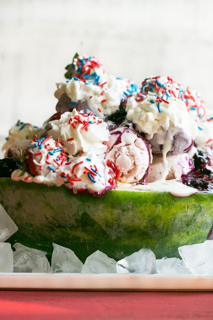 Red White and Blueberry Sundae