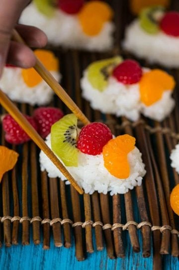 Fruit Sushi (Frushi) is a fun and delicious snack or dessert, no special kitchen tools needed to make it!