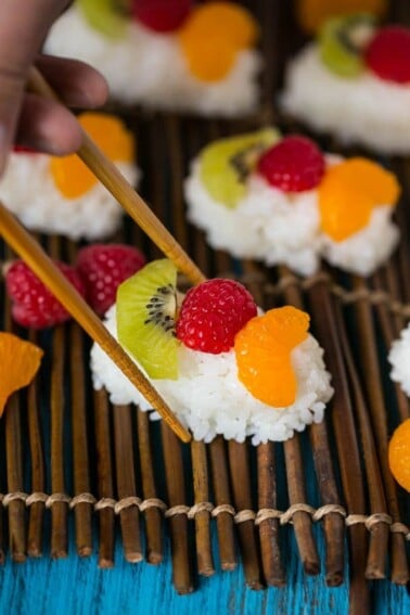 Fruit Sushi (Frushi) is a fun and delicious snack or dessert, no special kitchen tools needed to make it!