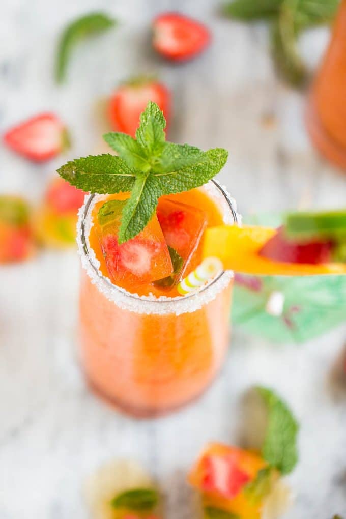 This recipe for strawberry mango agua fresca is a light and refreshing fruit drink that only takes 15 minutes to make, it's the perfect way to cool off on a hot day! Ad