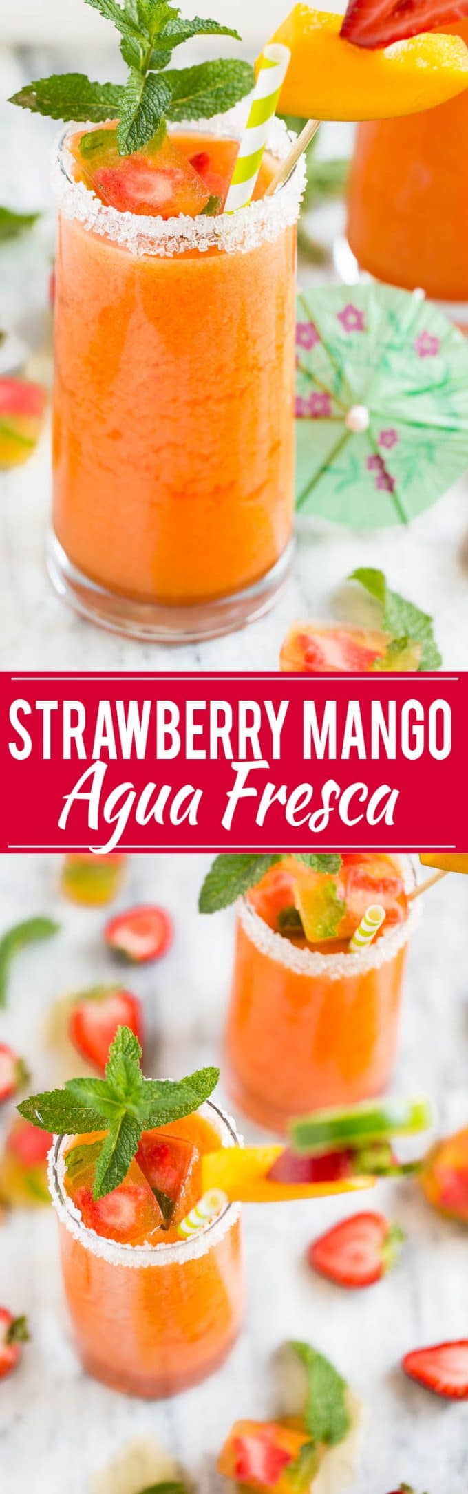 Strawberry Mango Agua Fresca | Strawberry Agua Fresca | Mango Agua Fresca | Summer Agua Fresca | Best Agua Fresca | Easy Agua Fresca