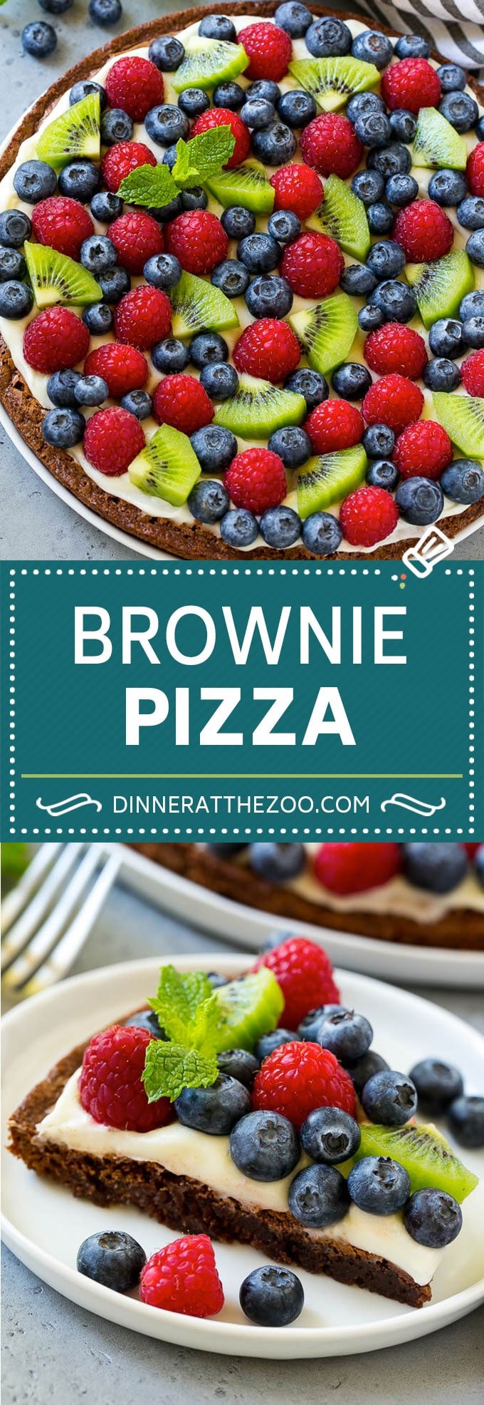Brownie Pizza Recipe | Fruit Pizza | Dessert Pizza #brownie #pizza #chocolate #fruit #dessert #dinneratthezoo