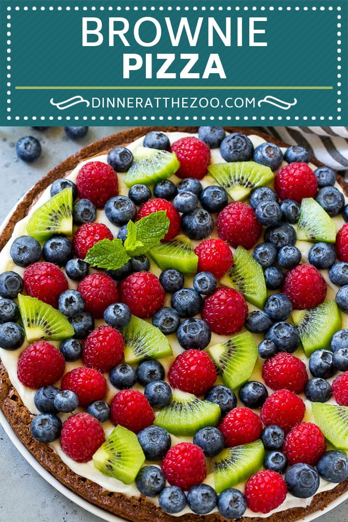 Brownie Pizza Recipe | Fruit Pizza | Dessert Pizza #brownie #pizza #chocolate #fruit #dessert #dinneratthezoo