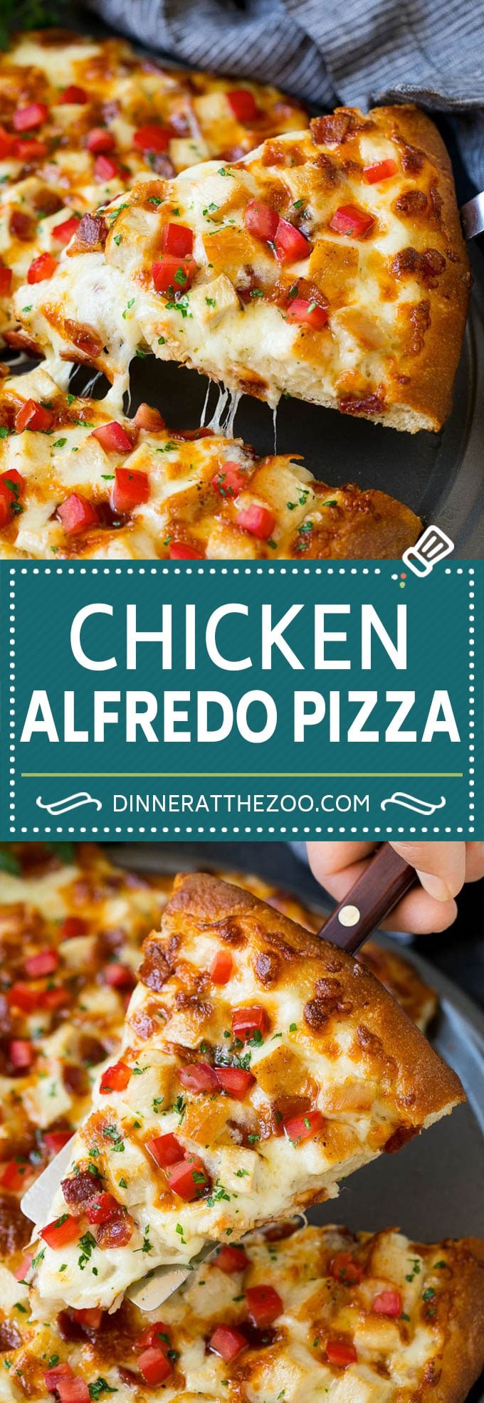Chicken Alfredo Pizza Recipe #pizza #chicken #bacon #dinner #dinneratthezoo