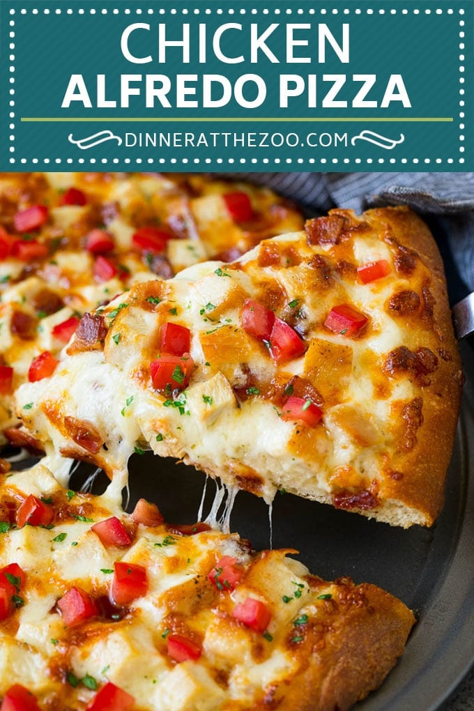 Chicken Alfredo Pizza Recipe #pizza #chicken #bacon #dinner #dinneratthezoo