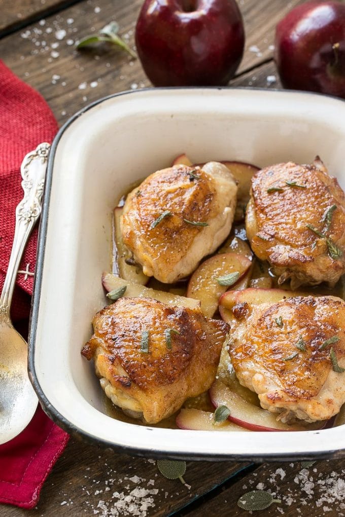 Seared and roasted thighs in a delicious sweet and savory sauce.