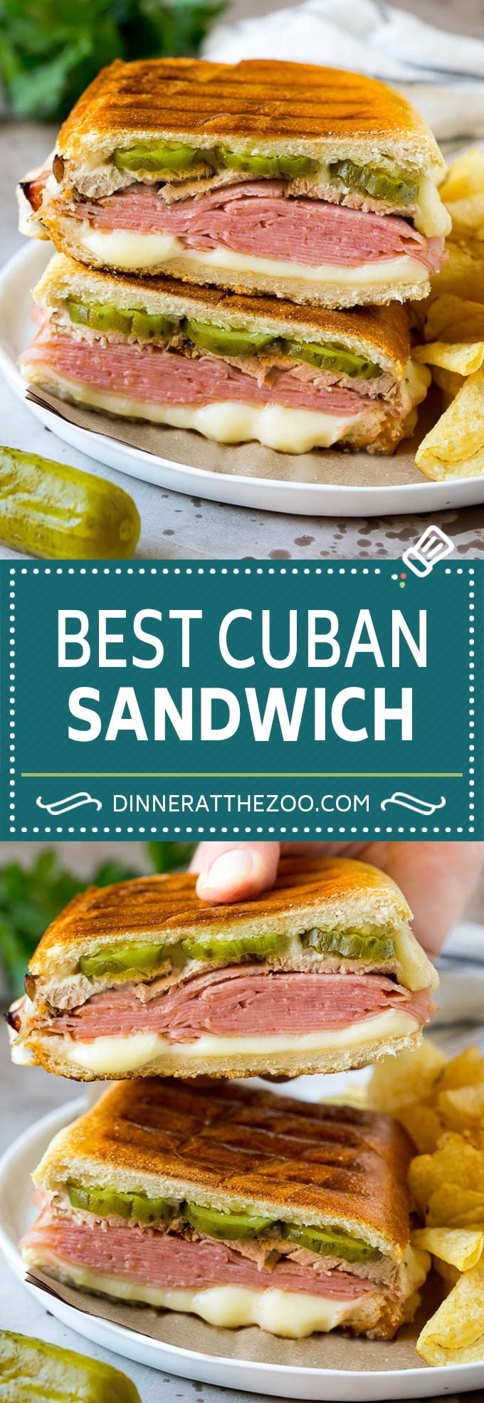 Cuban Sandwich Recipe #sandwich #pork #ham #cheese #pickles #lunch #dinner #dinneratthezoo