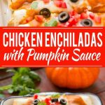 Pumpkin isn't just for dessert! These chicken enchiladas are made with a velvety pumpkin sauce that's totally savory and an unexpected way to elevate enchiladas into a dish fit for company. #ChooseSmart Ad