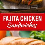These fajita chicken cheesesteak sandwiches are full of spiced chicken, peppers and lots of cheese, all on a toasted roll. AD