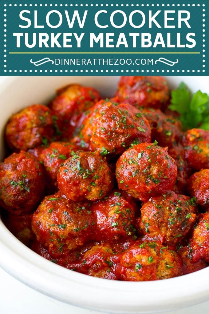 Slow Cooker Turkey Meatballs | Spaghetti and Meatballs #crockpot #slowcooker #turkey #meatballs #dinner #dinneratthezoo