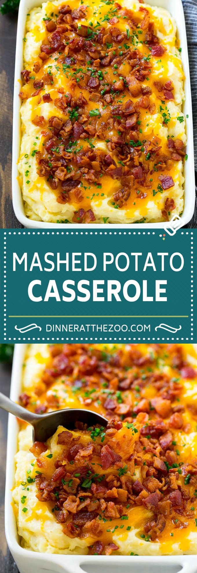 Loaded Mashed Potato Casserole Recipe | Loaded Potatoes | Bacon Mashed Potatoes | Thanksgiving Mashed Potatoes #potatoes #bacon #cheese #casserole #Thanksgiving #dinner #dinneratthezoo
