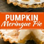 The most delicious pumpkin pie topped with a mountain of toasted brown sugar meringue.