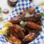 These sweet and tangy baked chicken wings are smothered in a homemade barbecue sauce. They’re extra crispy without any frying required!