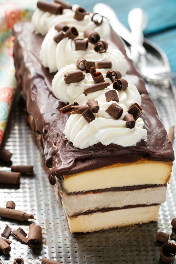 This tiramisu ice cream cake layers no-churn coffee ice cream, cake and chocolate for a decadent treat that's great for entertaining. #FoundMyDelight Ad