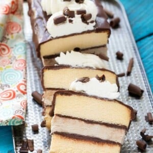 This tiramisu ice cream cake layers no-churn coffee ice cream, cake and chocolate for a decadent treat that's great for entertaining. #FoundMyDelight Ad