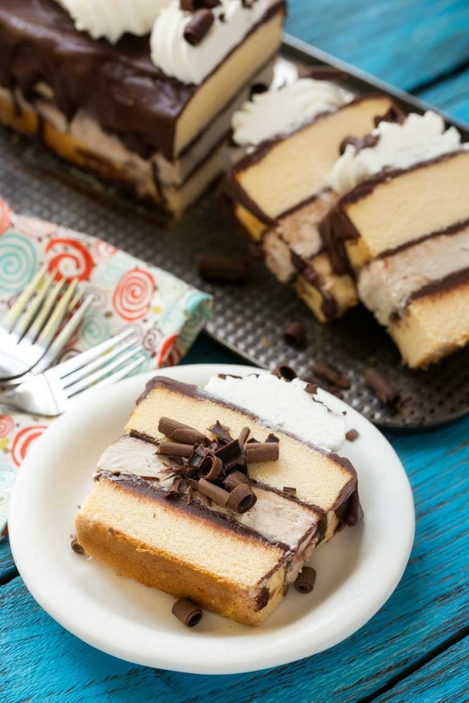 This tiramisu ice cream cake layers no-churn coffee ice cream, cake and chocolate for a decadent treat that's great for entertaining. #FoundMyDelight Ad