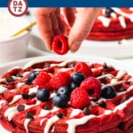 These red velvet waffles have a rich cocoa flavor and a light and fluffy texture.