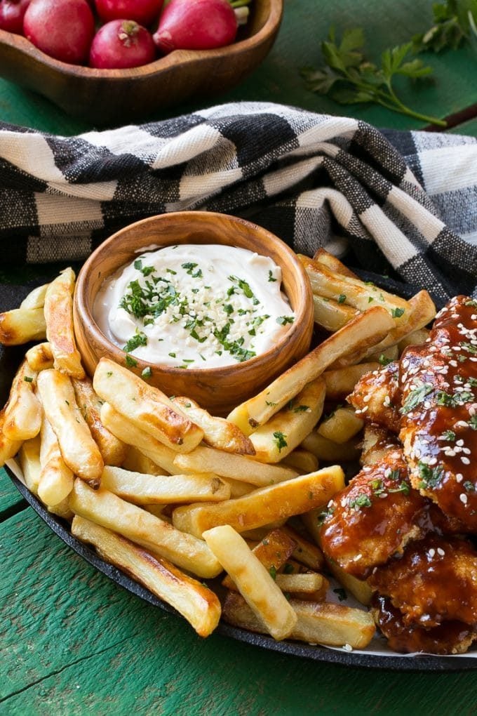 Baked Sesame Chicken Fingers with Fries - Dinner at the Zoo