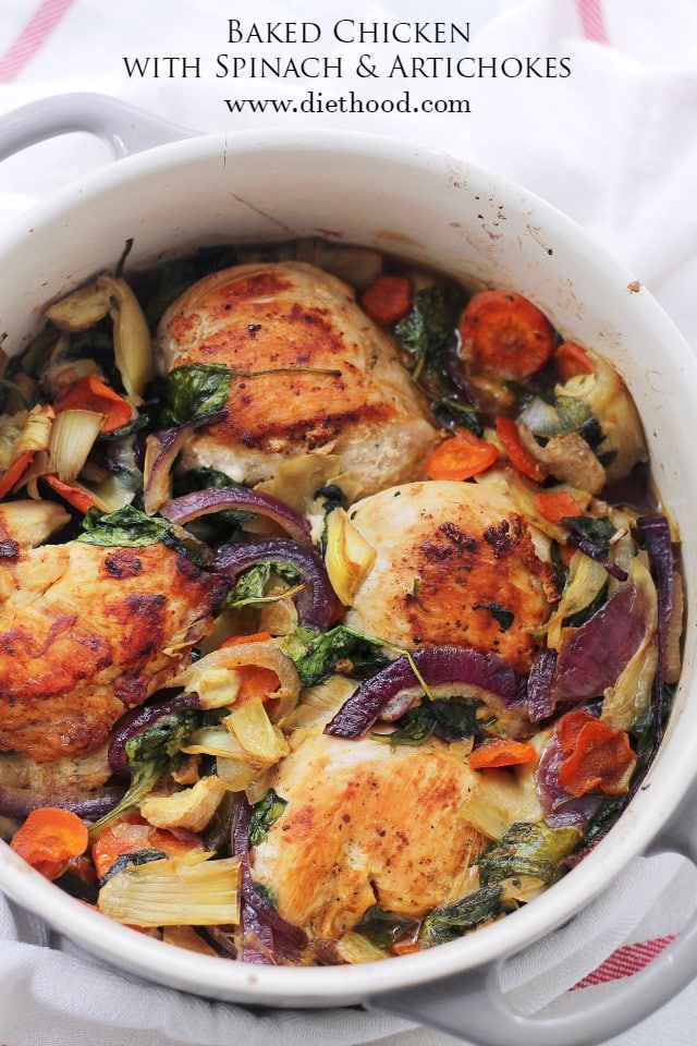 Baked Chicken with Spinach and Artichokes