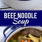 This recipe for beef and egg noodle soup is a hearty meal full of braised tender beef, vegetables and plenty of egg noodles. It's the perfect way to warm up on a cold day!