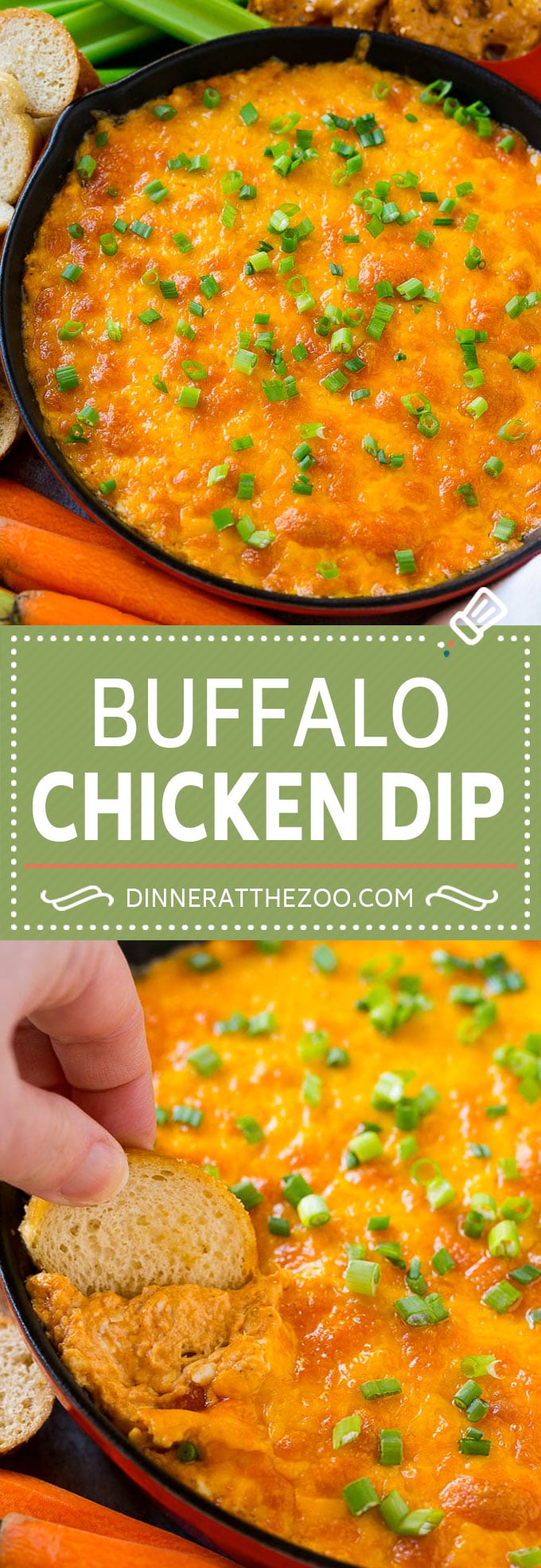 Buffalo Ranch Chicken Dip | Buffalo Chicken Dip | Baked Buffalo Dip | Cheesy Buffalo Dip #buffalowings #buffalochicken #dip #lowcarb #appetizer #dinneratthezoo