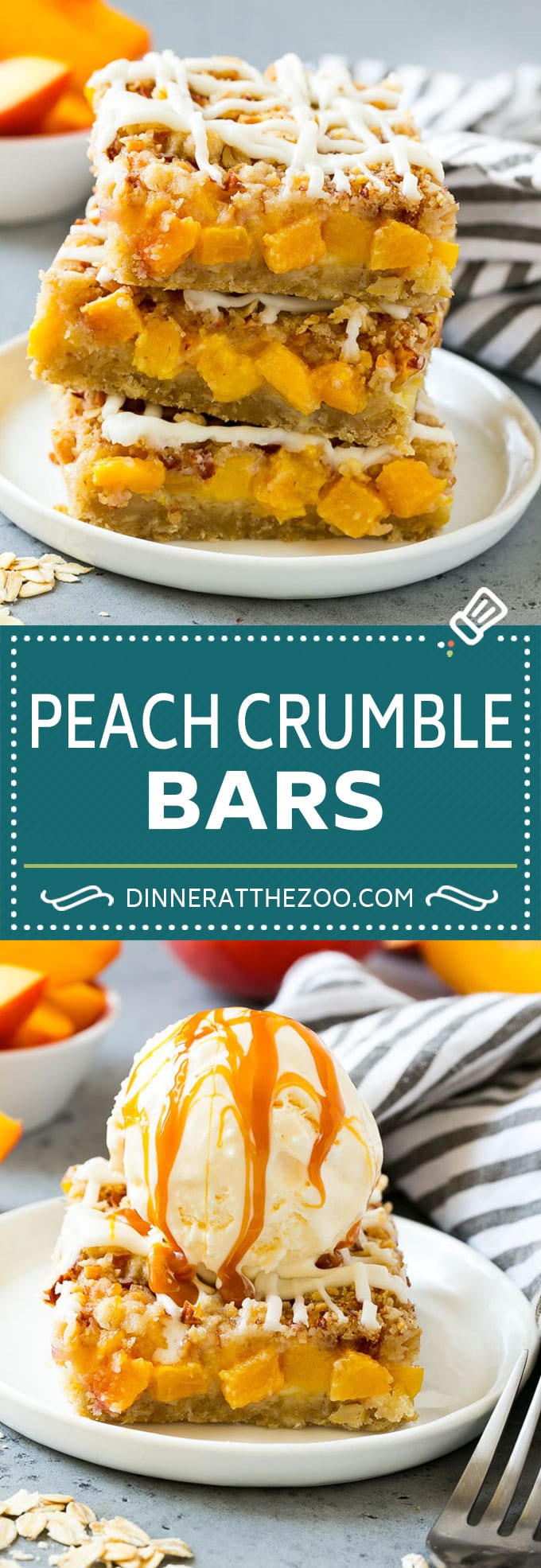 Peach Crumble Bars | Peach Bars | Peach Dessert #peaches #dessert #sweets #baking #dinneratthezoo