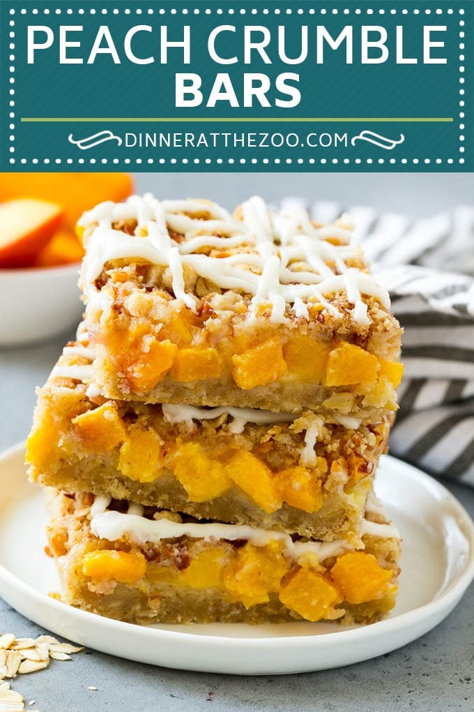 Peach Crumble Bars | Peach Bars | Peach Dessert #peaches #dessert #sweets #baking #dinneratthezoo