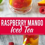 A recipe for light and refreshing raspberry mango iced tea.