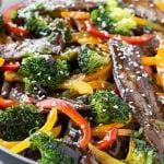 This recipe for teriyaki beef stir fry is tender slices of beef sauteed with a variety of colorful vegetables, all coated in a quick and easy homemade teriyaki sauce.