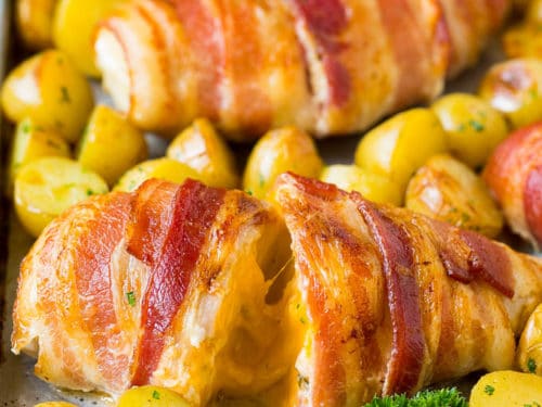 INGREDIENTS FOR BACON WRAPPED STUFFED CHICKEN: