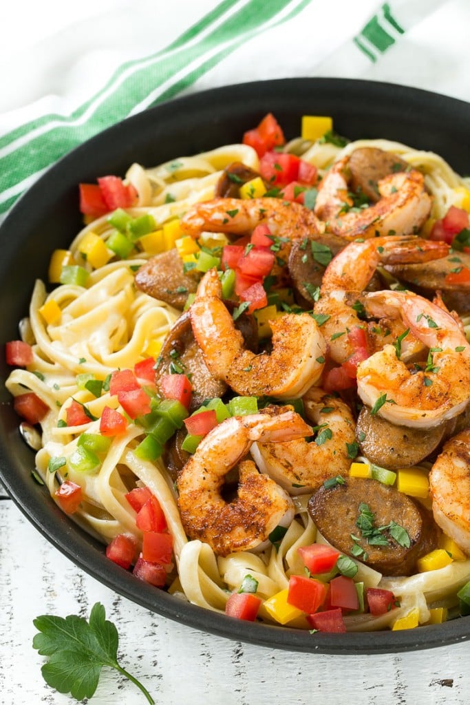 Cajun Shrimp and Sausage Pasta - Dinner at the Zoo