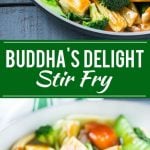 This recipe for Buddha's Delight is a classic Asian dish full of mixed vegetables and tofu in a savory sauce. Male you own take out in less than 30 minutes! #soyfoodsmonth #ad