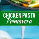 This recipe for chicken primavera is seared chicken breasts served atop a lemon butter pasta with plenty of fresh vegetables. A spring time dinner that's fit for any occasion! FosterFarmsOrganic AD