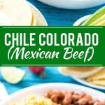 This recipe for chile colorado is a traditional Mexican dish made with tender beef that's been slow cooked in a flavorful tomato sauce. It's the perfect filling for burritos, enchiladas and tacos! #YesYouCAN ad