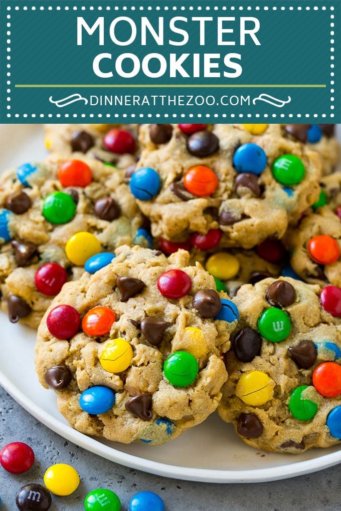 Monster Cookies Recipe | Oatmeal Cookies | Peanut Butter Cookies | M&M's Cookies #baking #cookies #dessert #peanutbutter #chocolate #dinneratthezoo