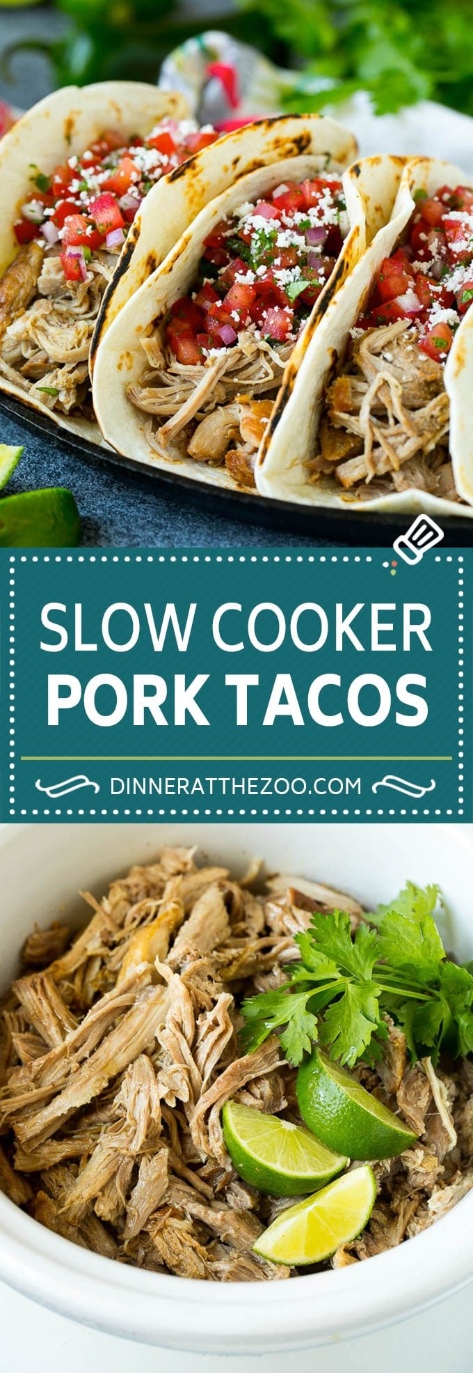 Pork Tacos Recipe | Slow Cooker Tacos #tacos #pork #slowcooker #crockpot #salsa #dinner #dinneratthezoo