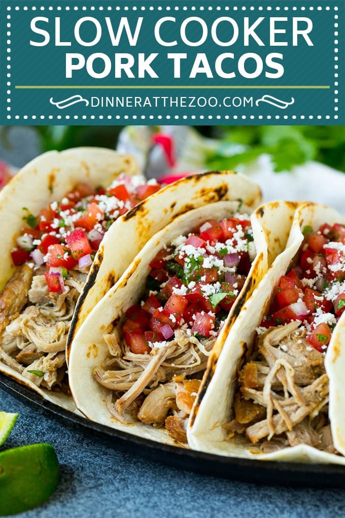 Pork Tacos Recipe | Slow Cooker Tacos #tacos #pork #slowcooker #crockpot #salsa #dinner #dinneratthezoo