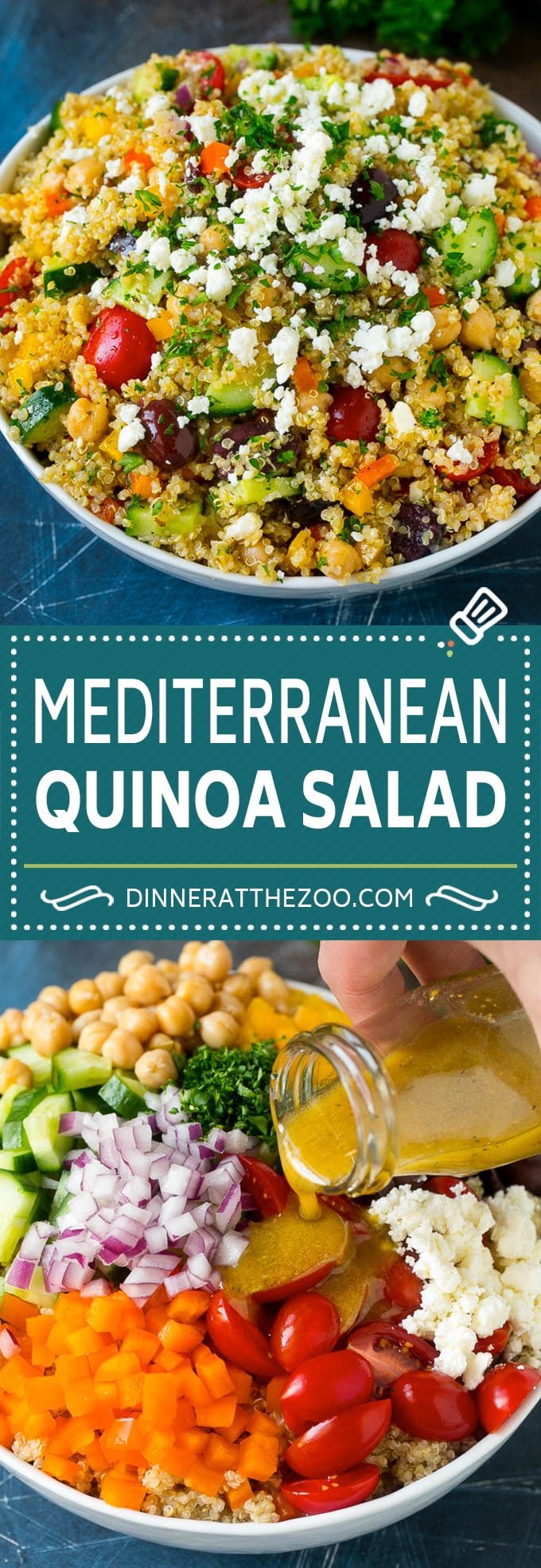 Mediterranean Quinoa Salad Recipe | Healthy Quinoa Salad | Chopped Salad #quinoa #healthy #cleaneating #lunch #dinner #dinneratthezoo