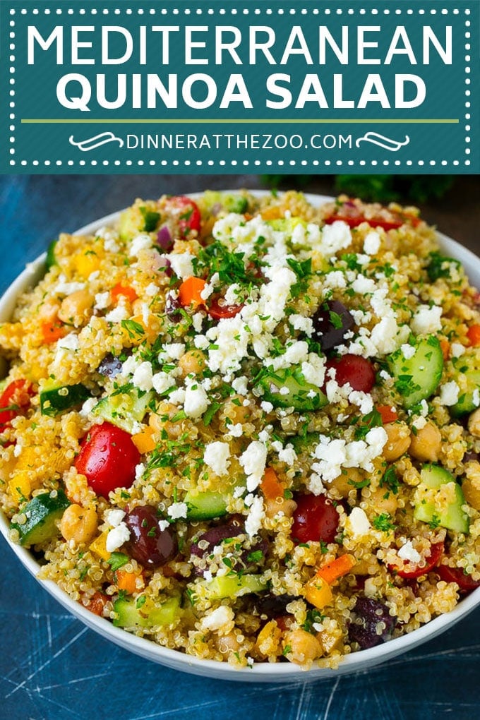 Mediterranean Quinoa Salad Recipe | Healthy Quinoa Salad | Chopped Salad #quinoa #healthy #cleaneating #lunch #dinner #dinneratthezoo