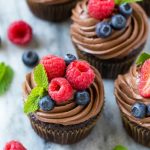 This recipe for chocolate hazelnut cupcakes is chocolate cupcakes filled with milk chocolate hazelnut spread, then finished off with chocolate hazelnut frosting and fresh berries. The perfect treat for a special occasion! #chocmeister #chocolatehazelnut #ad