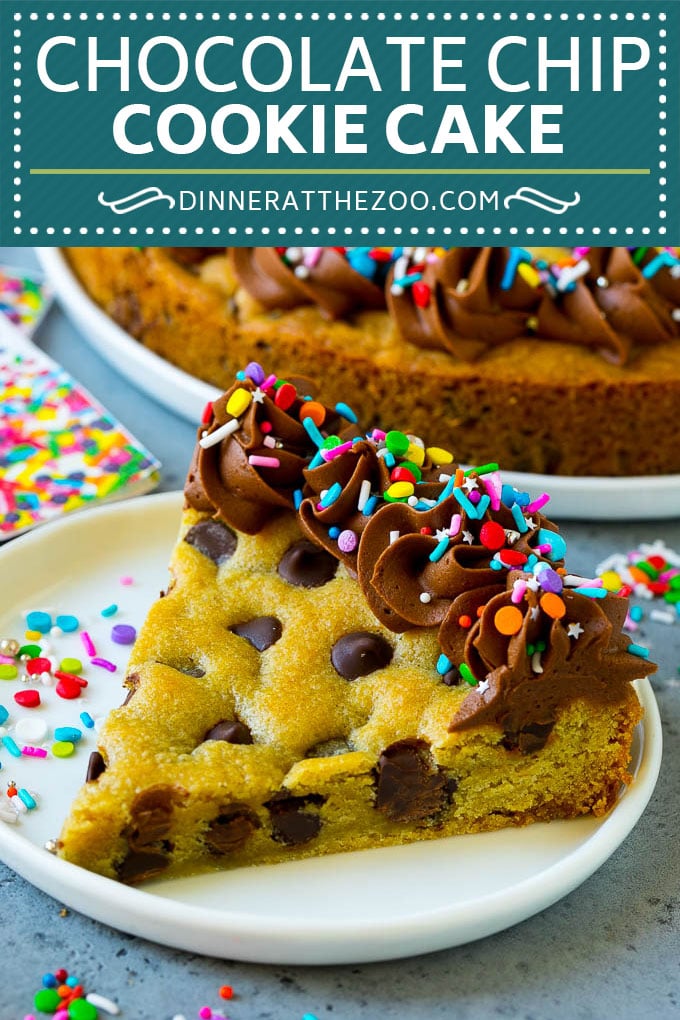 Cookie Cake Recipe | Chocolate Chip Cookie Cake #cookies #cake #chocolate #dessert #dinneratthezoo #sprinkles