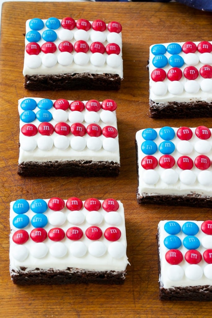 Brownies decorated to look like American flags.