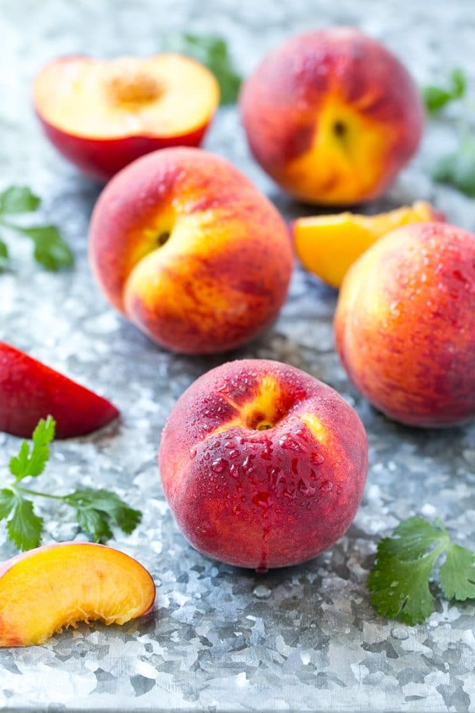 Fresh whole and cut fruit.